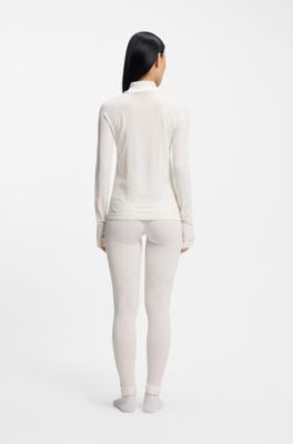 BOSS Ski zip-neck base-layer top in jersey knit, Natural