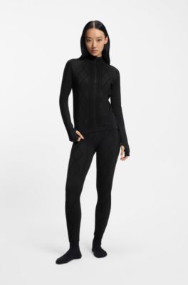 BOSS Ski jersey-stickade baslagerleggings, Svart