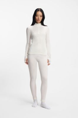BOSS Ski Baselayer-Leggins aus Jersey-Strick, Wei&szlig;