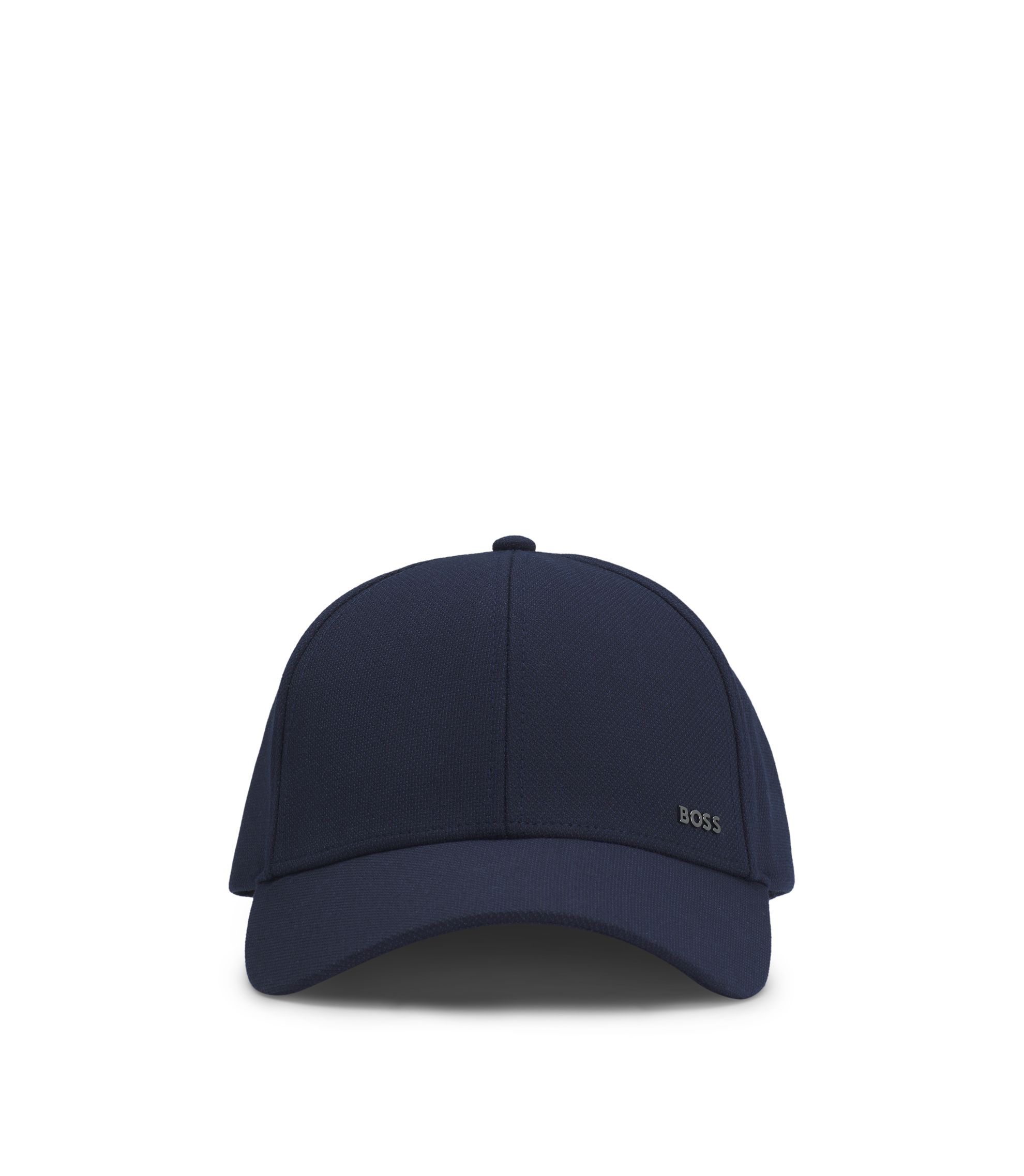 BOSS - Knitted-piqué cap with logo patch - Dark Blue