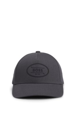 Cotton-twill cap with golf logo print, Dark Grey