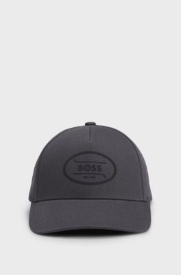Cotton-twill cap with golf logo print, Dark Grey
