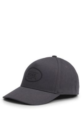 Cotton-twill cap with golf logo print, Dark Grey
