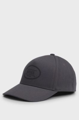 Cotton-twill cap with golf logo print, Dark Grey