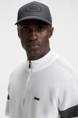 Cotton-twill cap with golf logo print, Dark Grey