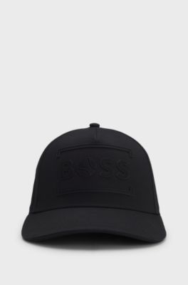 Cotton-twill cap with tennis-inspired logo artwork, Black