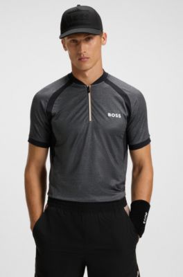 Cappellino in twill di cotone con grafica con logo ispirata al tennis, Nero