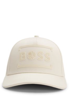 Cotton-twill cap with tennis-inspired logo artwork, White