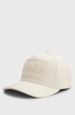 Cotton-twill cap with tennis-inspired logo artwork, Natural