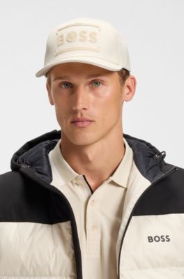 Cotton-twill cap with tennis-inspired logo artwork, Natural