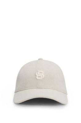 Cap in baby corduroy with Double B monogram, White