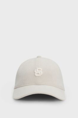 Cap in baby corduroy with Double B monogram, White