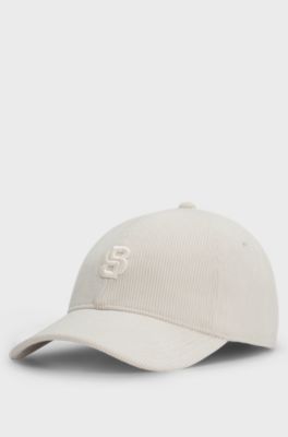 Cap in baby corduroy with Double B monogram, White