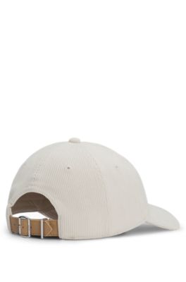 Cap in baby corduroy with Double B monogram, White