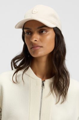 Cap in baby corduroy with Double B monogram, White