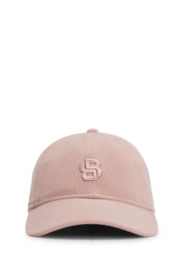 Cap in baby corduroy with Double B monogram, light pink