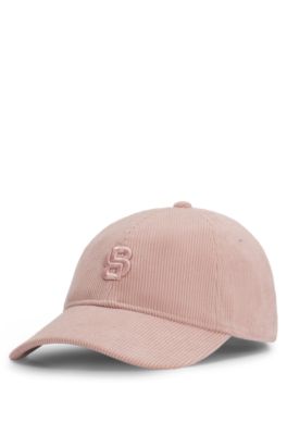 Cap in baby corduroy with Double B monogram, light pink