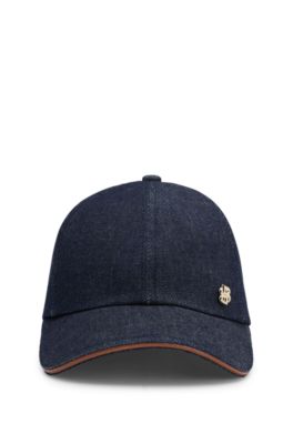 Cotton-denim cap with Double B monogram, Dark Blue