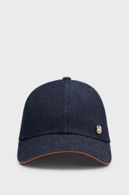Cotton-denim cap with Double B monogram, Dark Blue