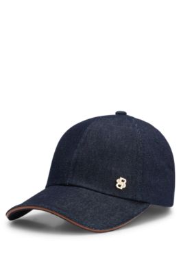 Cotton-denim cap with Double B monogram, Dark Blue