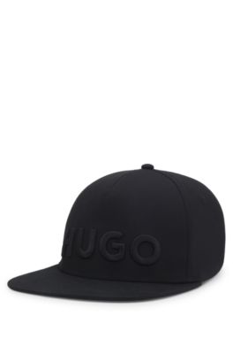 Stretch-cotton cap with embroidered logo, Black
