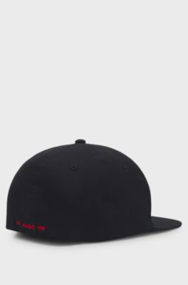 Stretch-cotton cap with embroidered logo, Black