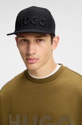 Stretch-cotton cap with embroidered logo, Black