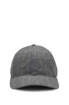 Twill cap with embroidered crest logo, Grey Patterned