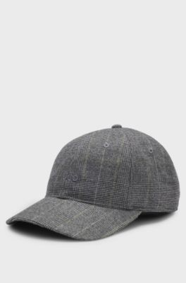 Twill cap with embroidered crest logo, Grey Patterned
