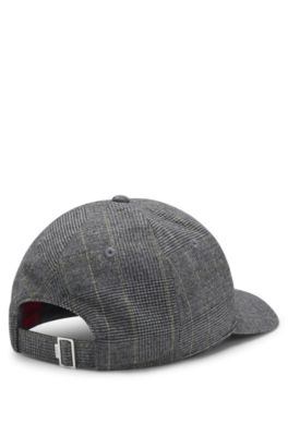 Twill cap with embroidered crest logo, Grey Patterned
