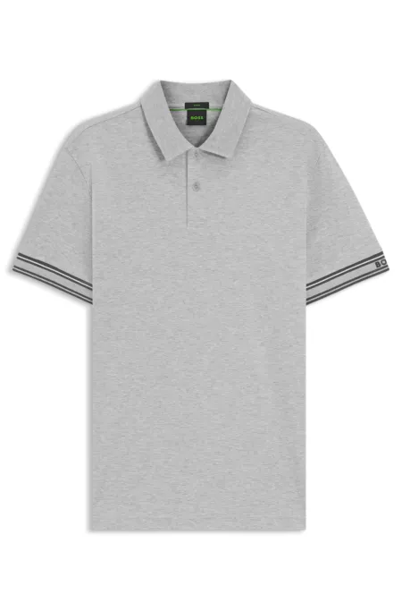Polo Slim en coton avec bas de manches à rayures