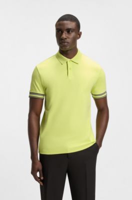 Polo slim fit in cotone con fondo manica a righe, Calce