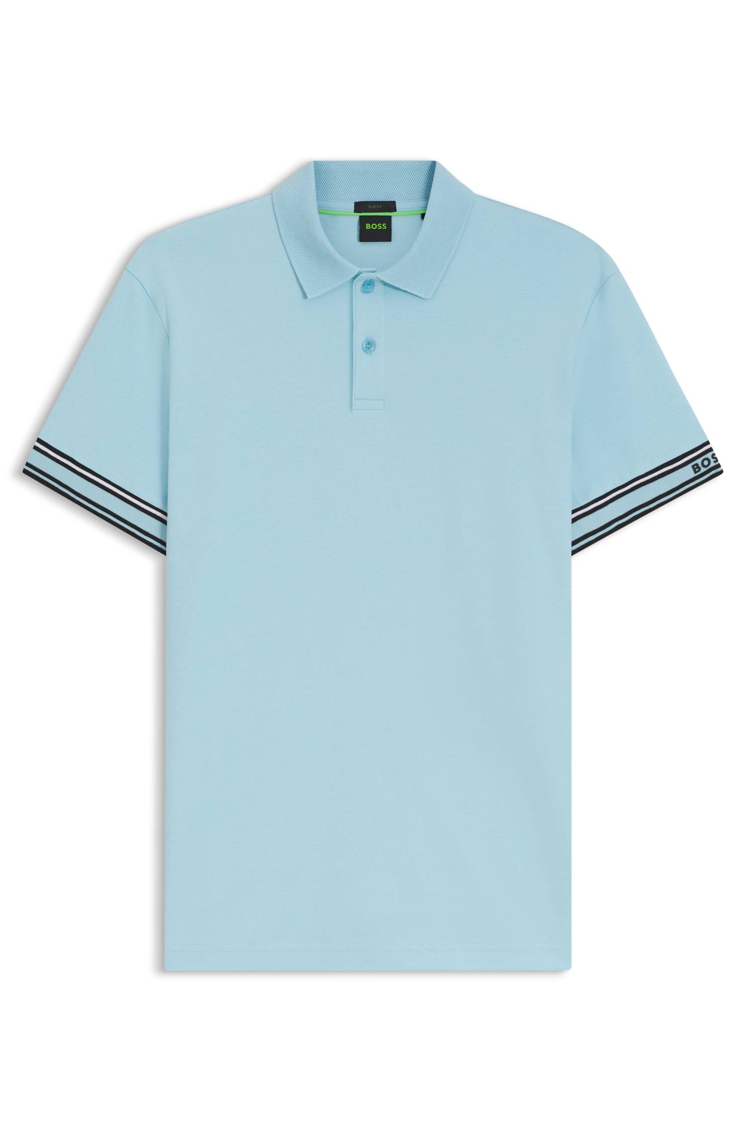 Boss Slim-fit polo shirt in cotton with striped cuffs pikéer herr – bild 4