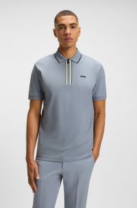 Slim-Fit Poloshirt aus schnell trocknender Stretch-Baumwolle, Grau