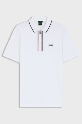 Slim-fit polo shirt in quick-dry stretch cotton, White