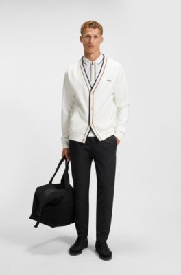 Polo slim fit in cotone elasticizzato ad asciugatura rapida, Bianco