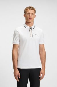 Slim-fit polo van sneldrogende stretchkatoen, Wit