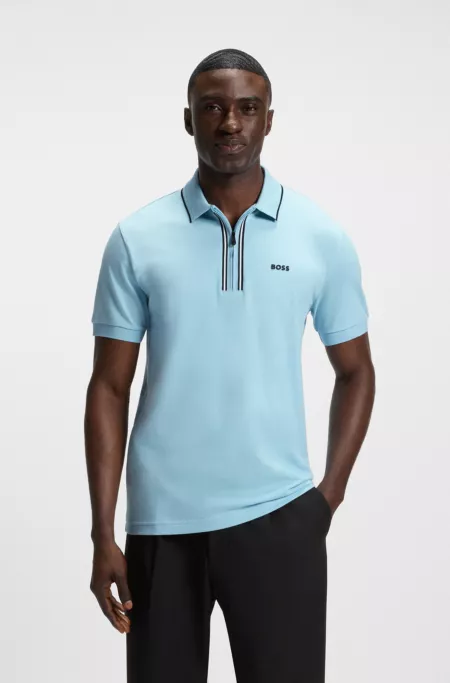 Slim-fit polo shirt in quick-dry stretch cotton