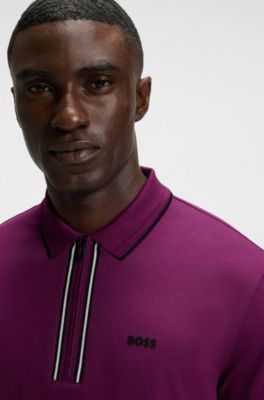 Polo Slim en coton stretch &agrave; s&eacute;chage rapide, Rose fonc&eacute;