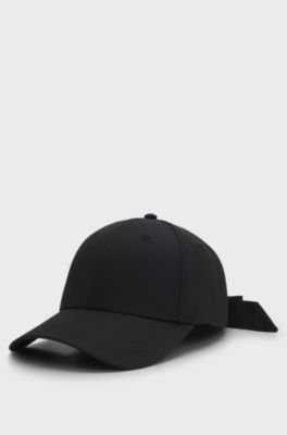 Logo-embroidered twill cap with bow closure, Black