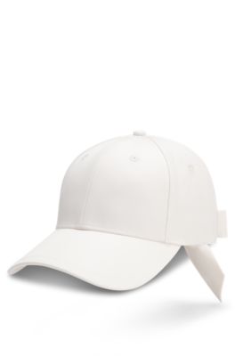 Logo-embroidered twill cap with bow closure, White