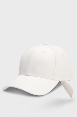 Logo-embroidered twill cap with bow closure, White