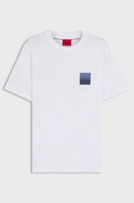 Cotton-jersey T-shirt with split-logo print, White