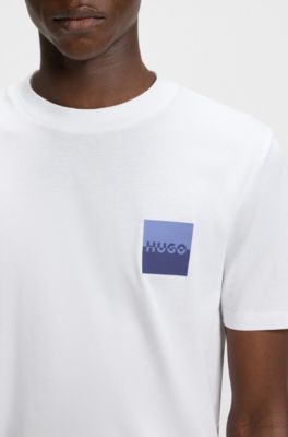 Camiseta de punto de algod&oacute;n con estampado de logo en dos partes, Blanco