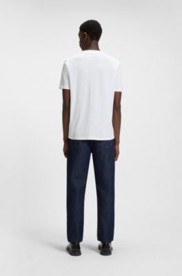 Cotton-jersey T-shirt with split-logo print, White