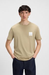 T-Shirt aus Baumwoll-Jersey mit Split-Logo-Print, Beige