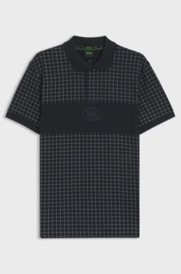Regular-fit polo shirt in lightweight checked Pima cotton, Dark Blue