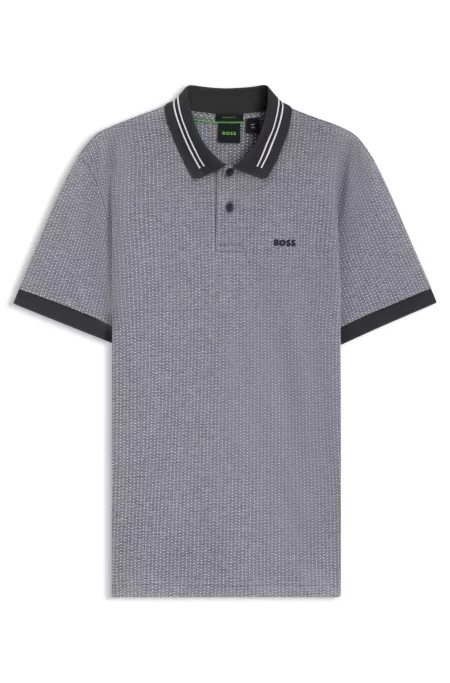 Cotton-piqué polo shirt with dot print