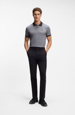 Cotton-piqu&eacute; polo shirt with dot print, Grey