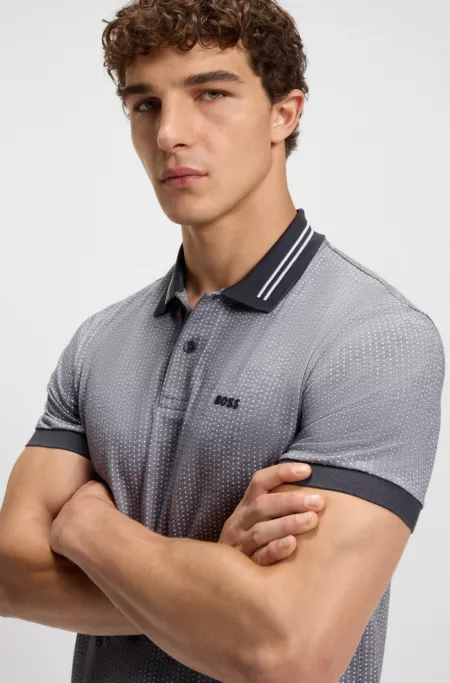 Cotton-piqué polo shirt with dot print